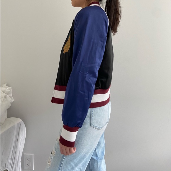 Aritzia Wilfred Embroidered Satin Bomber Jacket - Picture 2 of 8